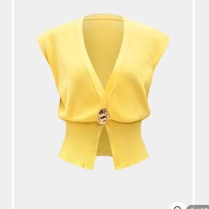 NWT Micas Yellow Knit Button Tank Top Size 1X